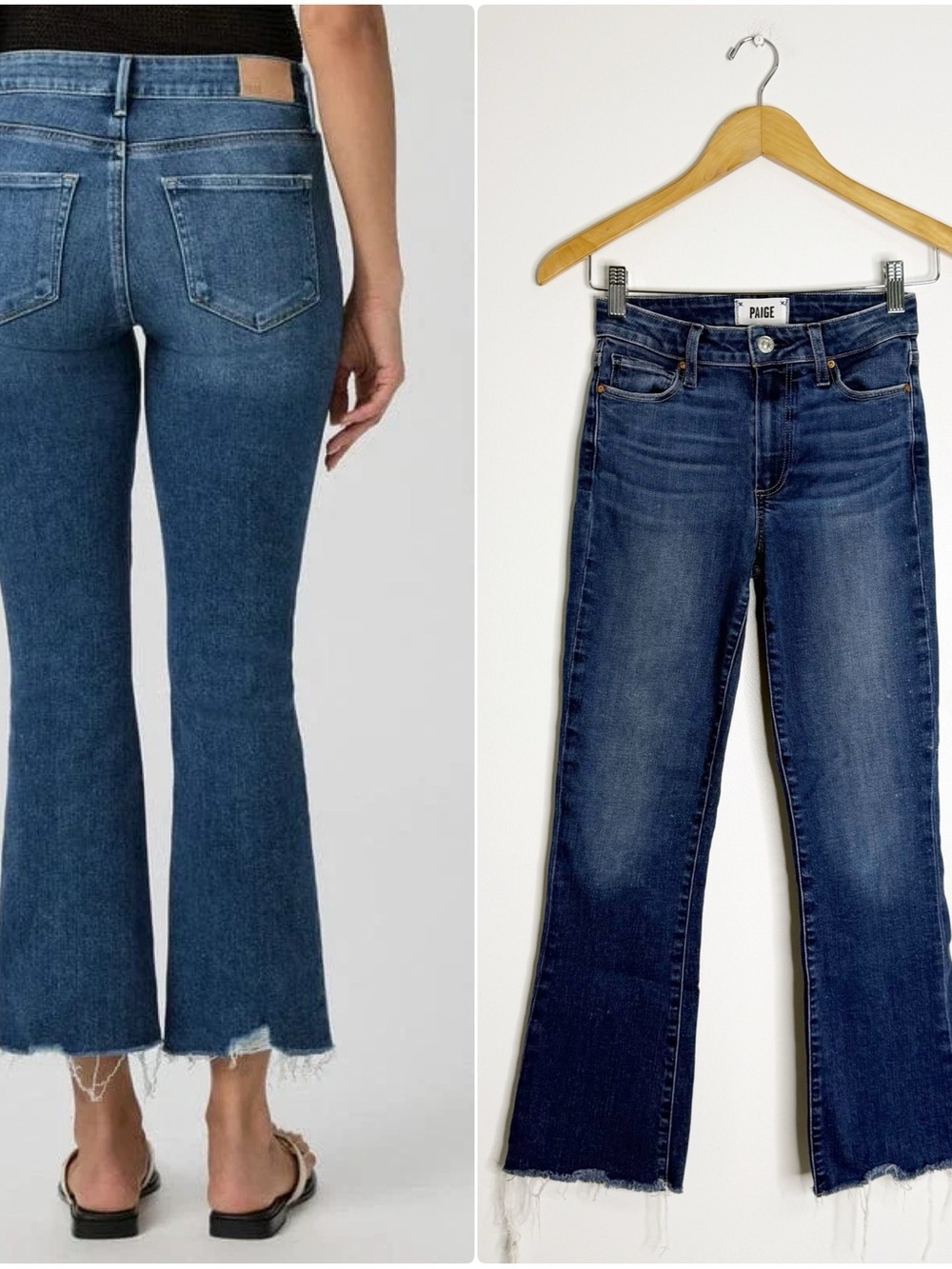 PAIGE Colette Crop Flare Jeans Size 24 Raw Hem High Rise